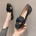 Netizen Versatile Square Head Soft Sole Bean 2023 New Flat Bottom Small Fragrant Style Single Shoes for Women with One_voghion.com