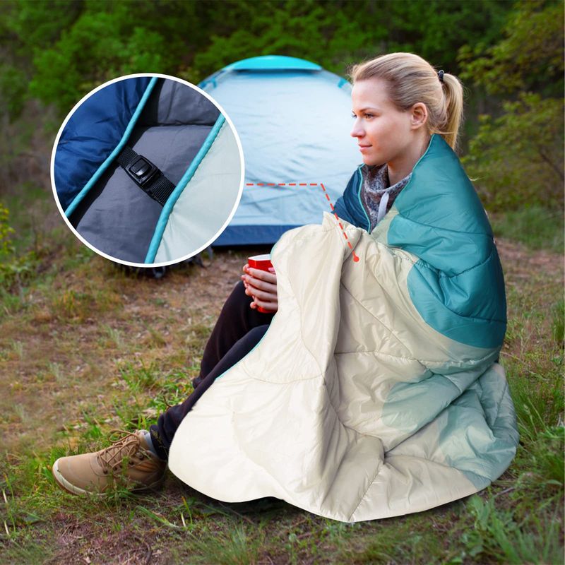 Multifunctional Down Ultralight Waterproof Quilted Fluffy Outdoor Camping Blanket With Storage_voghion.com