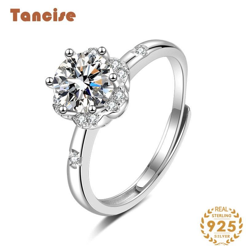 Tancise klassischer Moissanit-Silberring für Damen, Schmuck, Hochzeitsversprechen, Party-Geschenk_voghion.com