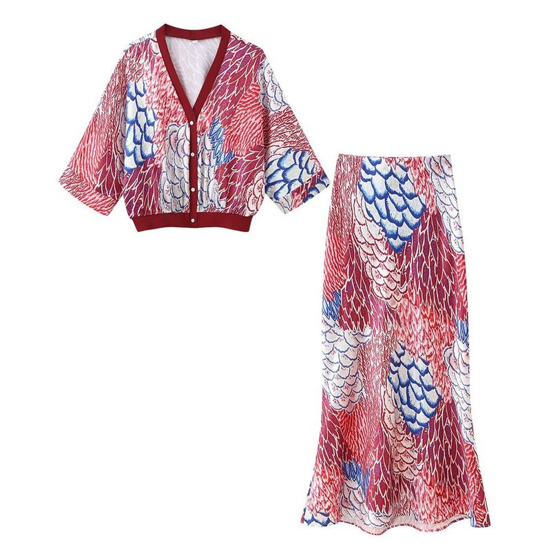 Bedruckter lässiger Anzug mit langen Ärmeln und Jacke für Damen im Frühling und Sommer_voghion.com