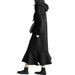 Damenbekleidung im koreanischen Stil, übergroßes Kapuzenpulloverkleid mit Fischschwanzsaum – langes, lässiges Tunikakleid aus Baumwollmischung, Grau und Schwarz, Einheitsgröße_voghion.com