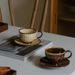 Medieval Coffee Set - Hand-Painted Ceramic Kiln Glaze Latte Cup & Saucer EU Artisan Household_voghion.com