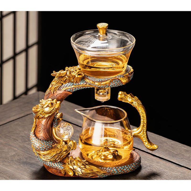 New Dragon Year Glass Automatic Set For Home Use, Lazy Pot, Kung Fu Cup, Office Tea Brewing Artifact_voghion.com