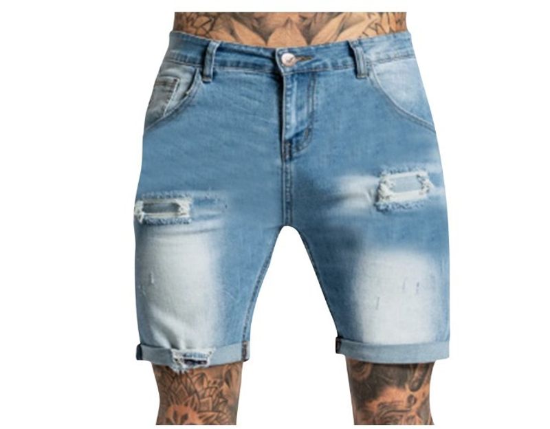 Herren Jeansshorts mit elastischem Loch_voghion.com