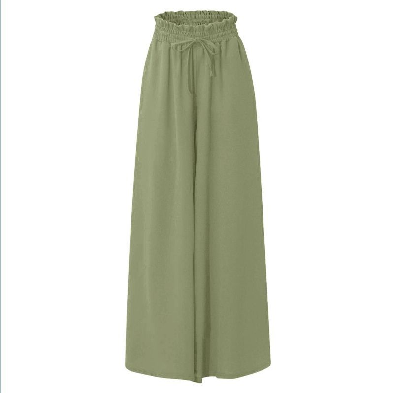 Women's Clothing wide-leg trousers elastic waistband wide-leg high waist long skirt pants_voghion.com