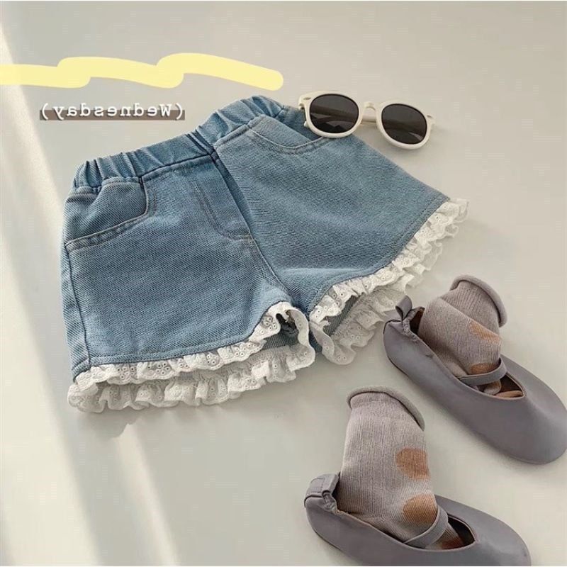 Girls' Shorts Denim Summer Thin 2024 New Style Fashionable Shorts Trendy Baby Outer Wear Loose Children's Hot Pants_voghion.com