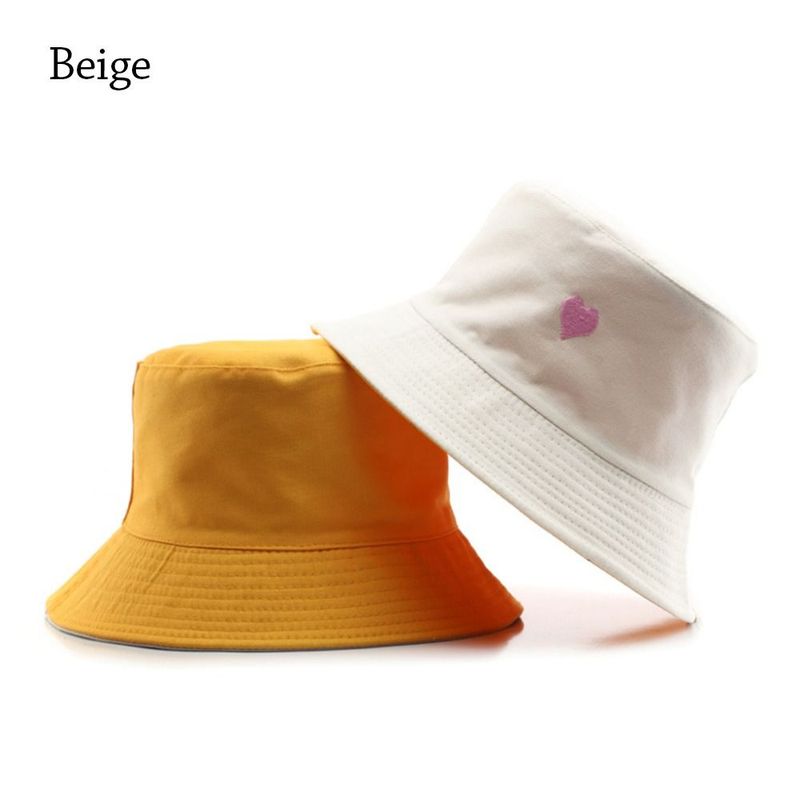 Hot Sale 54-56CM Cotton Outdoor Basin Hats Couple Sun Protection Bucket Hmbroidery Fisherman Double-Sided Summer Sunscreen Hat_voghion.com