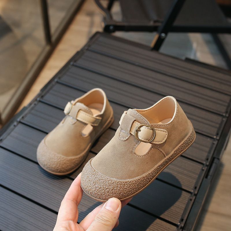 Herfst Kinderen Lathr T-strap Swing Stijlvol Comfortabel Kinderen Platte Schoenen Platform 21-30 Khaki Caml All-match Jongens Meisjes_voghion.com