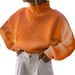 Women's knitwear temperament turtleneck solid color loose casual base sweater_voghion.com