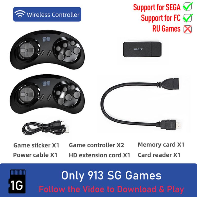 16 bit klasik MD Sega ev HDMI yüksek çözünürlüklü TV konsolu, kablosuz çift oyun konsolu_voghion.com