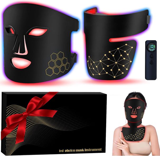 Red Light Therapy For Face And Neck, Rechargeable Infrared Mask, 850nm Near-Infrared, 4 Modes, Anti-Aging Face And Neck Treatment._voghion.com