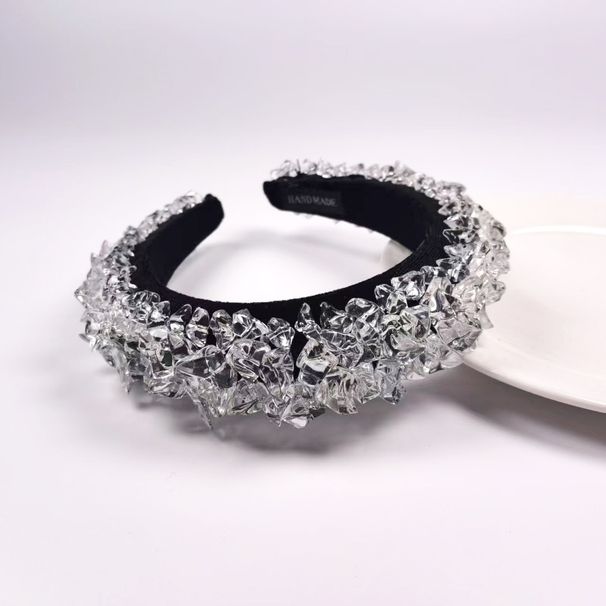 Cerchietto vintage con cubetti di ghiaccio in cristallo, elegante cerchietto per capelli con pietre a pressione, accessorio per capelli minimalista, versatile e di alta qualità._voghion.com