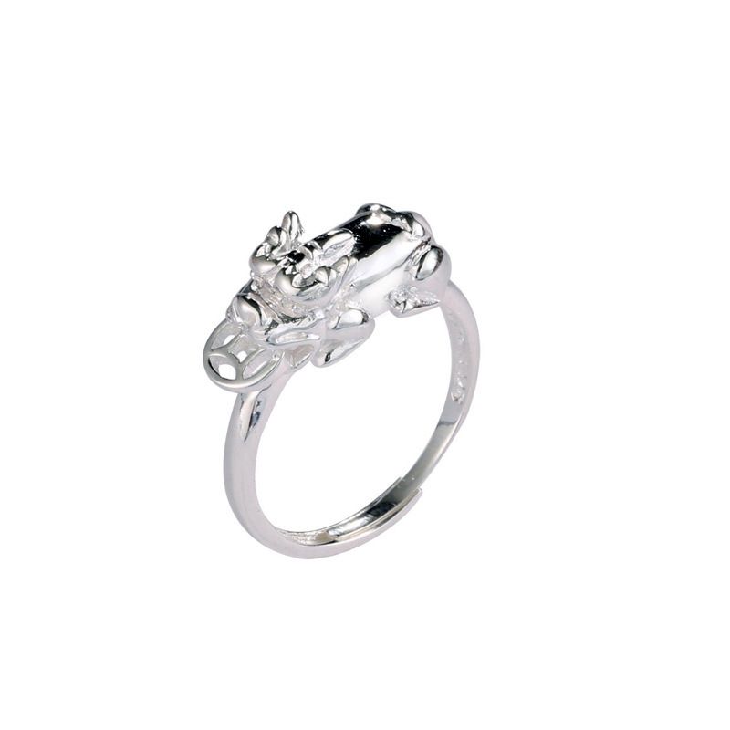 S Pure Silver Ring For Women, Simple Ehnic Syle, Aracing Wealh, Pixiu Fashion, Open Mouh Ring, Rendy Jewelry_voghion.com