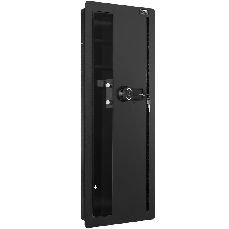 VEVOR 42.91" Tall Wall Gun Safe, 4-Tier Hidden Gun Safe With Keypad & Fingerprint, 3 Removable Shelves & 6 Key Holders, Q235 Cold-Rolled Steel Gun Safe With LED Light, Vibration Alarm, Holster & Stock_voghion.com