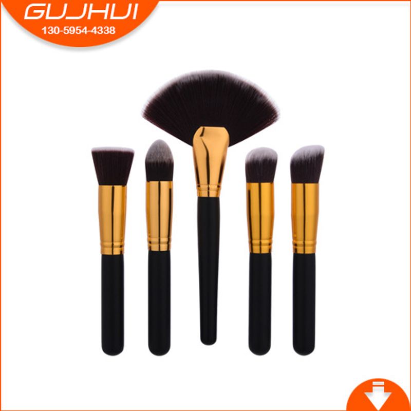 Set di 5 pennelli per trucco strumenti di bellezza pennello a ventaglio pennello smussato combinazione pennello per fondotinta GUJHUI_voghion.com