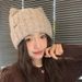 Cat Ear Knitted For Women, Autumn And Winter New Japanese Style Warm Cute Knit Hat, Korean Version Thickened Versatile_voghion.com