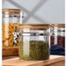 Barattolo di vetro con coperchio in bambù - Chiusura ermetica con morsetto in acciaio inossidabile (resistente al calore, multiuso per caffè, sottaceti, alimenti secchi)_voghion.com