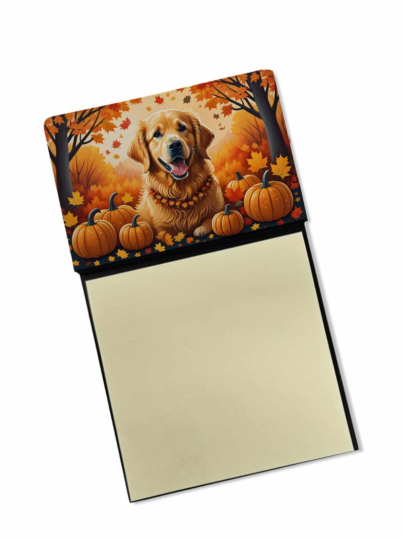NEW Golden Retriever Fall Sticky Note Holder Refillable Dispenser Self-Sticky Note Pads, Memo Pads Blank Desk Accessories_voghion.com