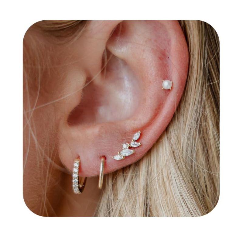 Damen-Schmuckset, modisches Messing mit echter Vergoldung, modisches und leichtes Luxus-Set mit hochwertigen Weizenähren und Zirkonia-Ohrringen_voghion.com