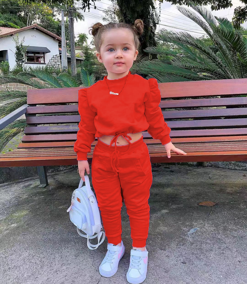 Babykleidung Frühlings-Freizeitsport-Langarm-Hoodie-Set für Kinder in einfarbiger Farbe_voghion.com