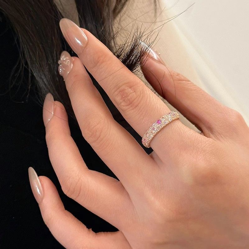 "Micro Zirkon Rosa Frühling Blüten Intarsien 2025 Neue High-End-Ring, Kleine Luxus Finger Ring "Micro,_voghion.com