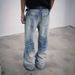 Heavyweight Vintage Washed Jeans For Men – Distressed Blue Denim, Relaxed Straight Fit, Cleanfit Styling_voghion.com