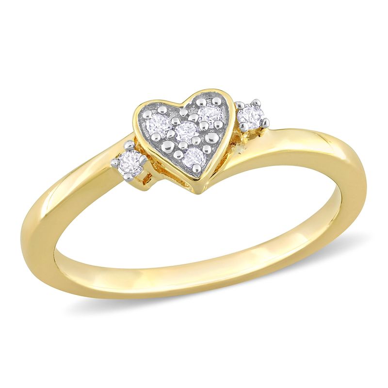 Miabella pour femme 1/10 carat T.W. Bague cœur groupée en argent sterling plaqué flash en or jaune et diamants_voghion.com