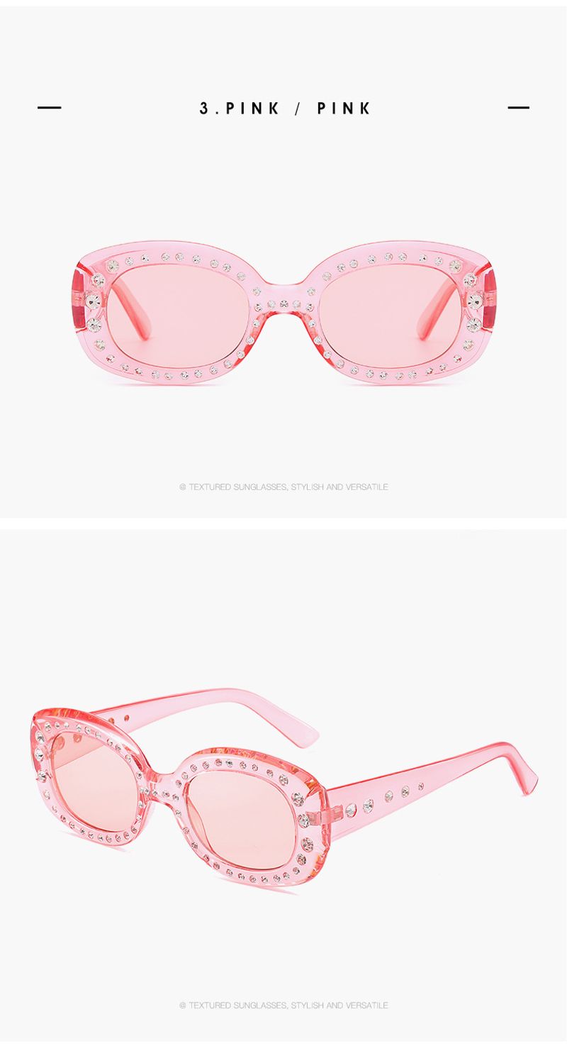 Plastic Sunglasses Diamond-studded Sunglasses Sunglasses Small Square Frame Female UV Protection_voghion.com