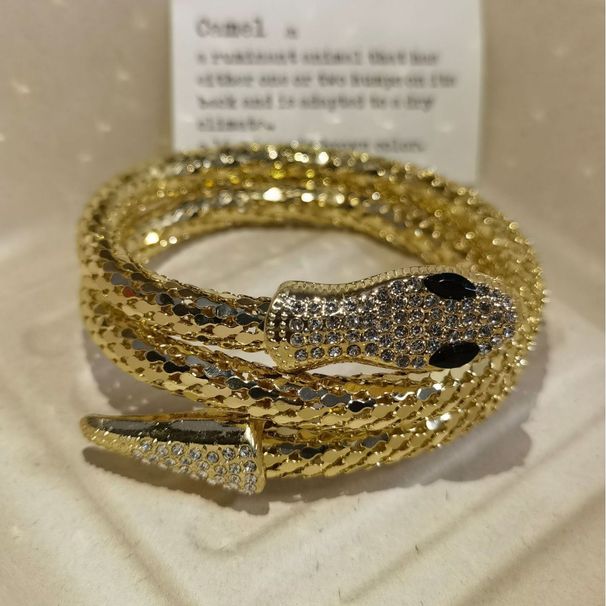 New Personality Exaggerated Punk Style Snake-Shaped Wrapped Alloy Bracelet With Rhinestones For Men And Women_voghion.com