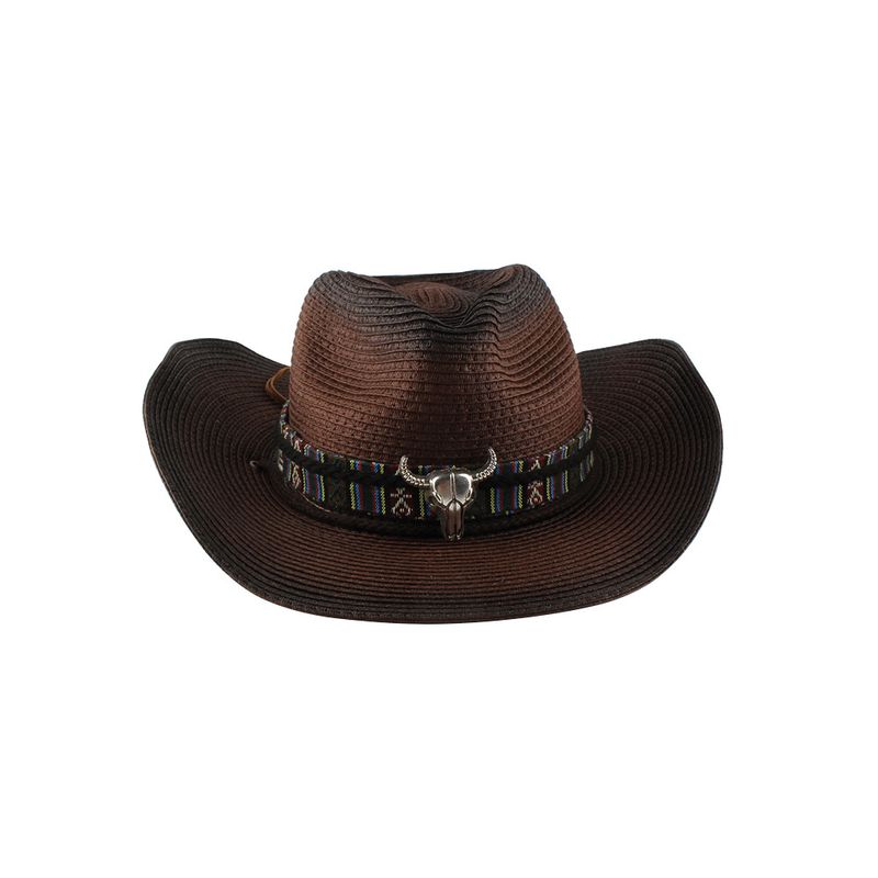 Women's Cowboy Hats western cowboy hat for women spring and summer new style curled cow head sun protection straw hat customization_voghion.com