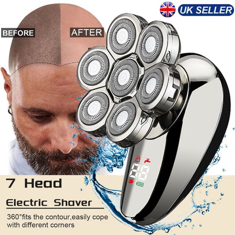 Rasoir électrique 7 têtes 7D pour hommes, tondeuse pour barbe chauve et crâne_voghion.com