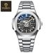 Men's Business Watch With Stainless Steel Band, Luminous Hands, Skeleton Dial, Automatic Movement, Water Resistant Men's Watch_voghion.com