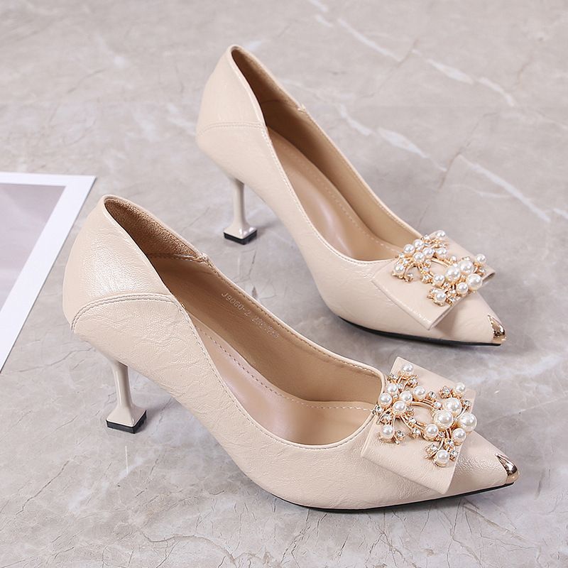 2024 Spring, Summer and Autumn New Soft Leather Korean Version Versatile Pearl Decorated Buckle Light Professional_voghion.com