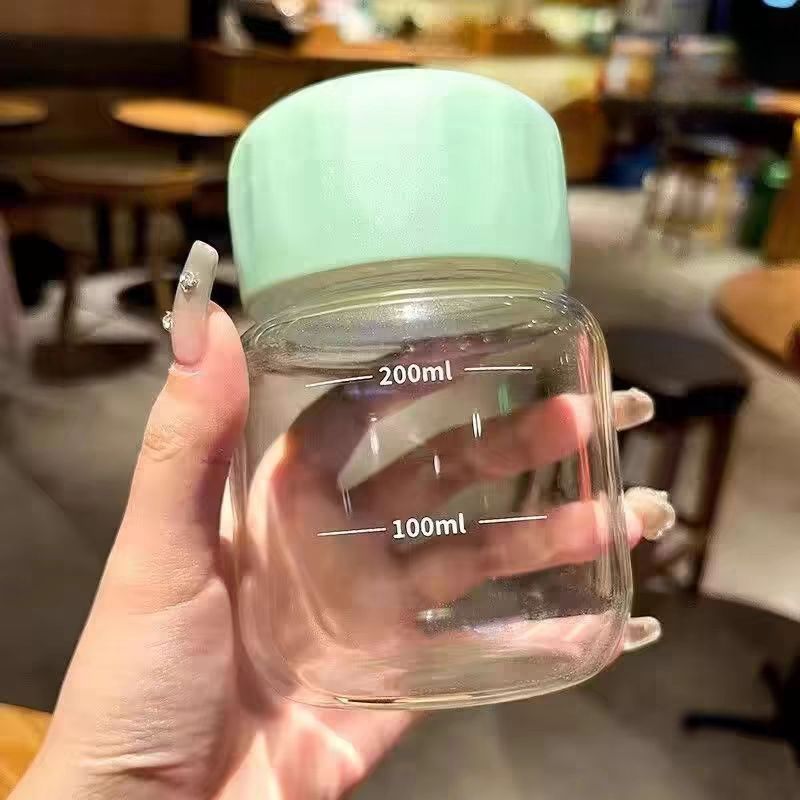 Mini bottiglia d'acqua da 10,2 once, tazza di latte in plastica trasparente, portatile, riutilizzabile, per bevande estive, viaggi, all'aperto, compleanno_voghion.com