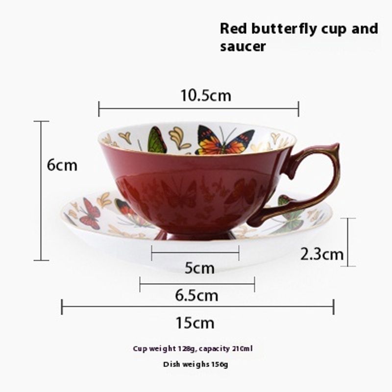 Miao Home Europese stijl lichte luxe koffie Engelse middag bone china vlinder gouden set keramische zwarte thee kopje bord_voghion.com