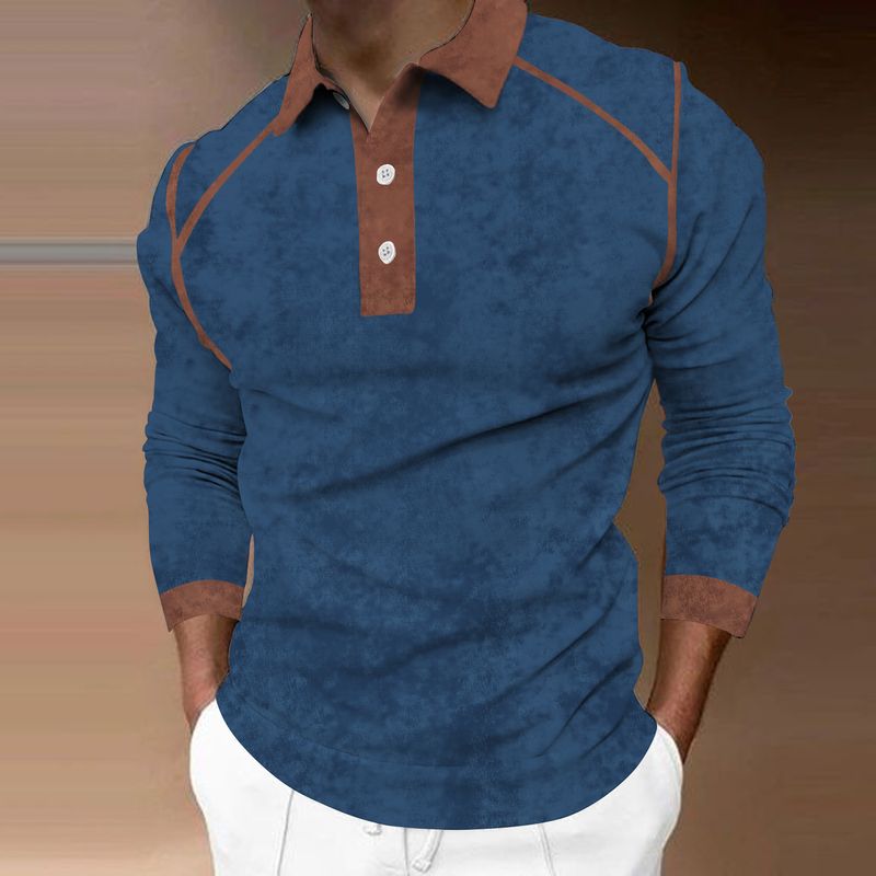Herrenbekleidung Sommermode 3D-HD-Druck bequemes langärmliges atmungsaktives lässiges Poloshirt mit Buchstaben K_voghion.com