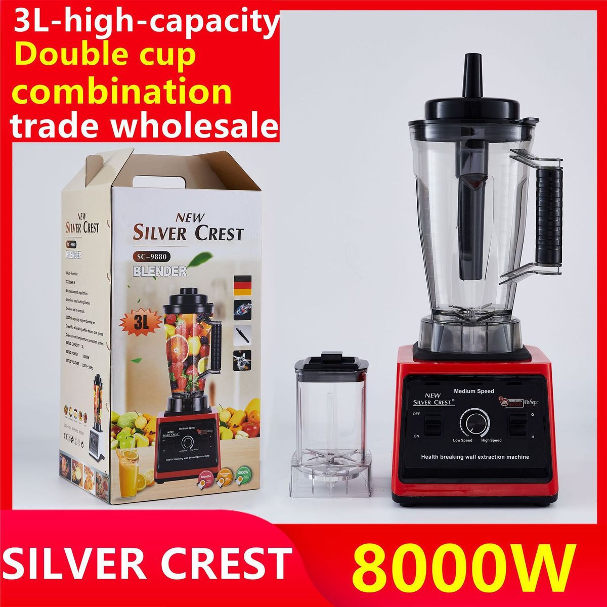 Blender BLENDER 8000W-SIERCREST stor kapacitet 3L väggbrytare sojabönmjölkkvarn_voghion.com