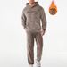 Men's Plush Fleece Lounge Set – Soft Embroidered Letter Hoodie & Jogger Pants (Black/Violet/Khaki/Greyish, S-XXL)_voghion.com