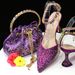 Scarpe alla moda classiche con punta argentata per le donne, con tacco a calice di vino, borsa a secchiello con diamanti colorati, taglia grande 41 42 43_voghion.com