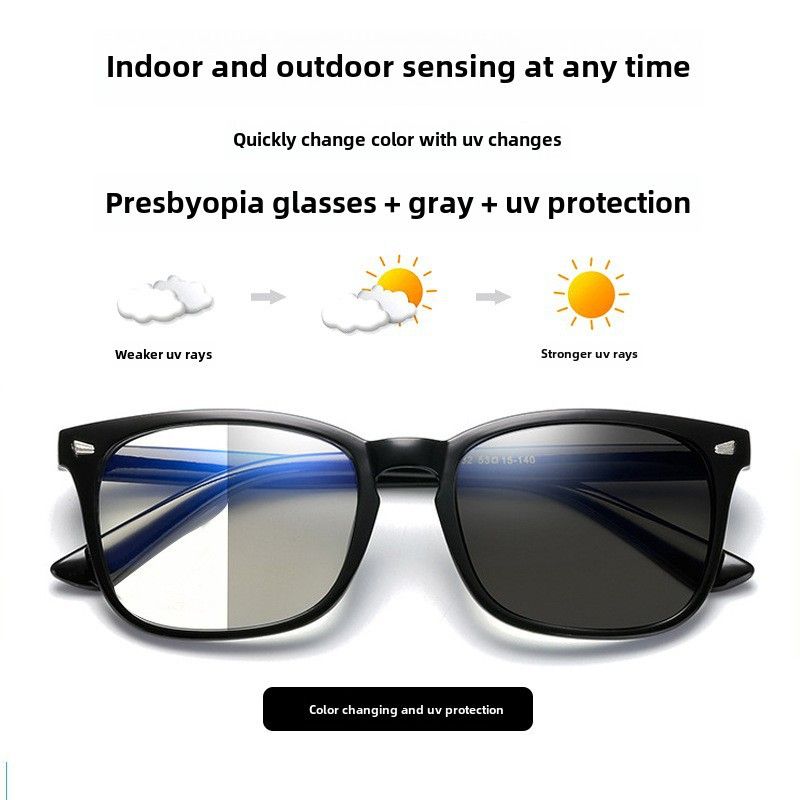 New smart color-changing reading glasses for men with dual-purpose anti-blue light HD progressive multi-focus color-changing reading glasses_voghion.com