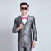 CT 2025 New Men's Set Groom Korean Style Slim Fit Host Wedding Silver Gray Suit_voghion.com