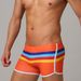 UXH Herren-Badehose mit buntem Streifenmuster, modische Boxershorts mit viereckigem Rand und Cup, Bademode für Männer_voghion.com