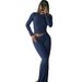 Women's Casual Workout Two-Piece Set Long Sleeve Round Neck Low-Rise Flare Pants Tracksuit Fashion Trends_voghion.com