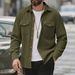 "Herren-Arbeitshemdjacke aus Cord – Polyester-Mischgewebe, lockere Passform, Knopfleiste mit Brusttaschen (Schwarz/Grau/Khaki/Oliv, S-XXXL)"_voghion.com