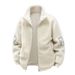 Giacca in pile pesante da uomo – Cappotto oversize unisex in sherpa (crema/nero, M-5XL)_voghion.com
