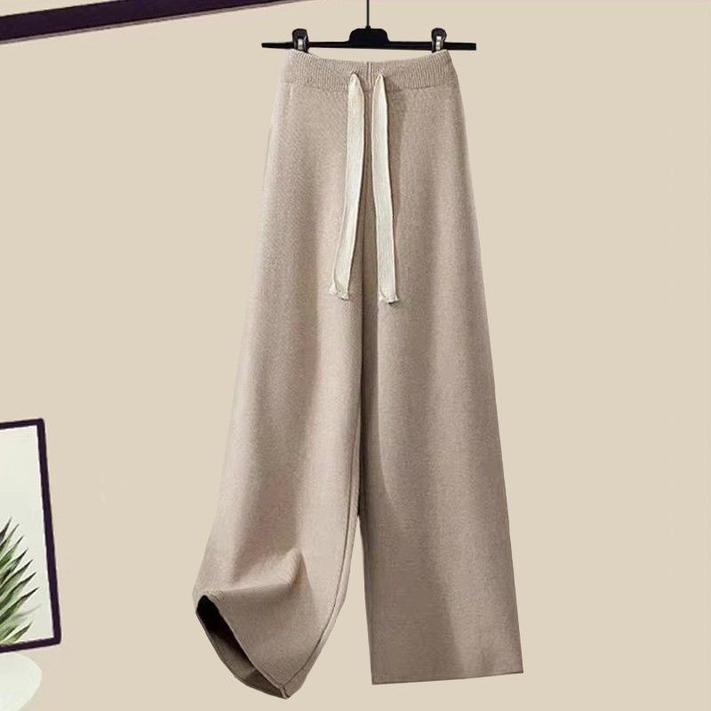 Damen-Set aus Strickpullover und Weste in Übergröße mit schmal geschnittener Loungehose, lässiges Herbst-Winter-Outfit, übergroßer schicker Pullover und Hose_voghion.com