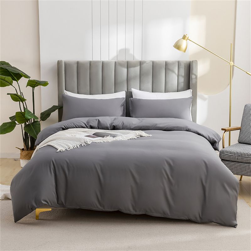 Simple Solid Color Sanded Set 264*230 Quilt Cover Bed Sheet 51*75 Pillowcase_voghion.com