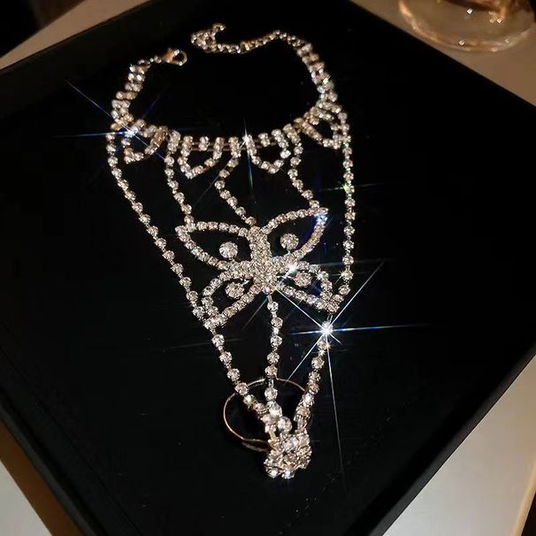 Braccialetto di gioielli con diamanti intarsiati a forma di farfalla, con anello posteriore a forma di nappa, moda e vendita calda_voghion.com