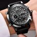 Men's Sport Watch With Analog-Digital Display, GMT Function, Date & Week Indicator, Luminous Hands, PU Leather Strap, Alloy Case_voghion.com