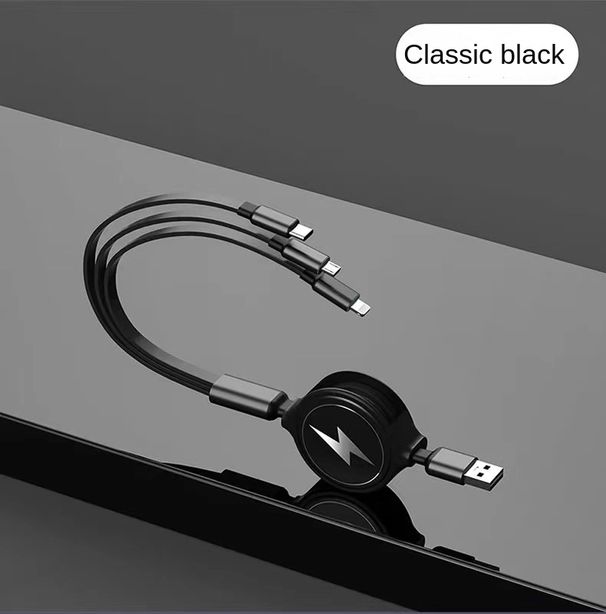 One To Three Retractable Data Cable Suitable For Android Apple TYPE-C Three In One Phone Charging Cable_voghion.com